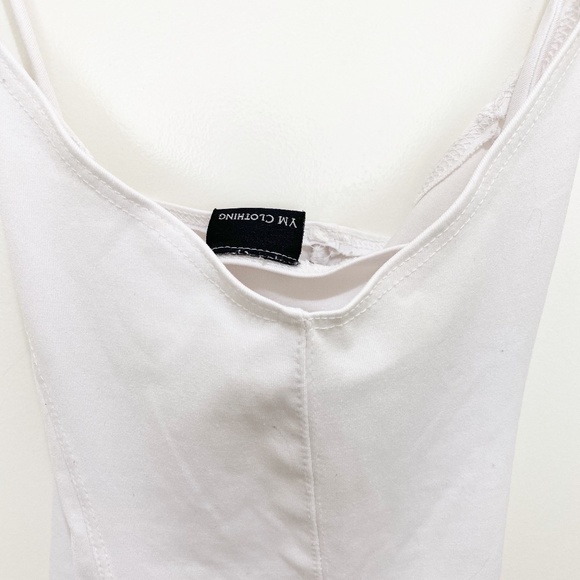 YM Clothing Criss Cross Stretch Tank Top White M - Picture 4 of 8
